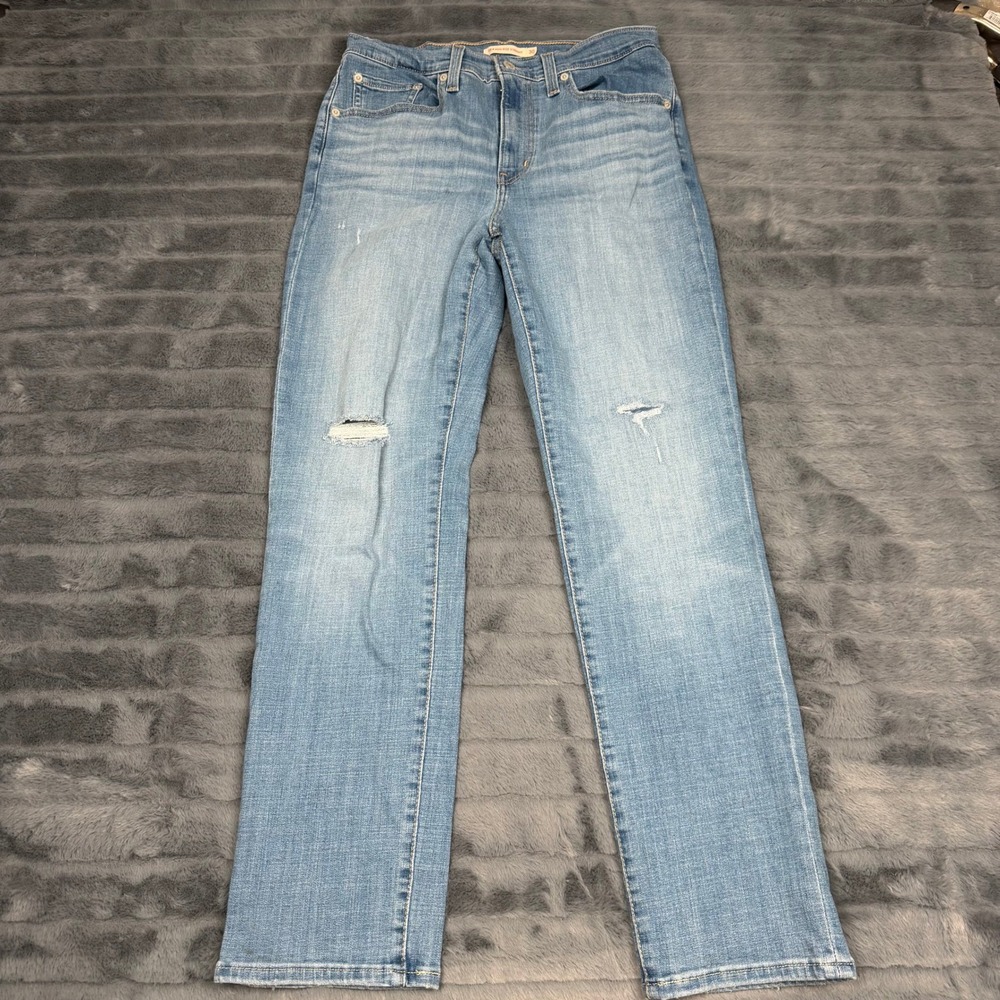 Levis 724 High Rise Straight Jeans Light Wash Distressed 18883-0162 Size 30x30